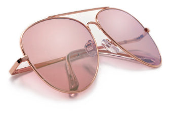 pink colored lens gold framed aviators sunglasses angle 1 